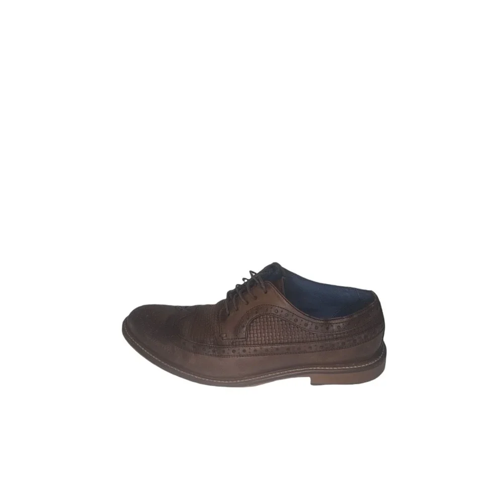 Aston Grey Oxford Shoes Men Sz 9 Bodega Brown Leather Lace Up Brogue Dress Shoes